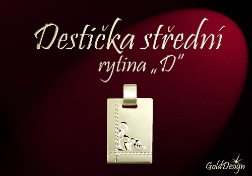 Destička střední D - přívěsek zlacený